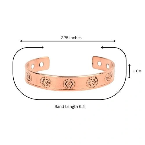 Pure Copper Healing Kada – Unisex Magnetic Cuff with 7 Chakra Engraving