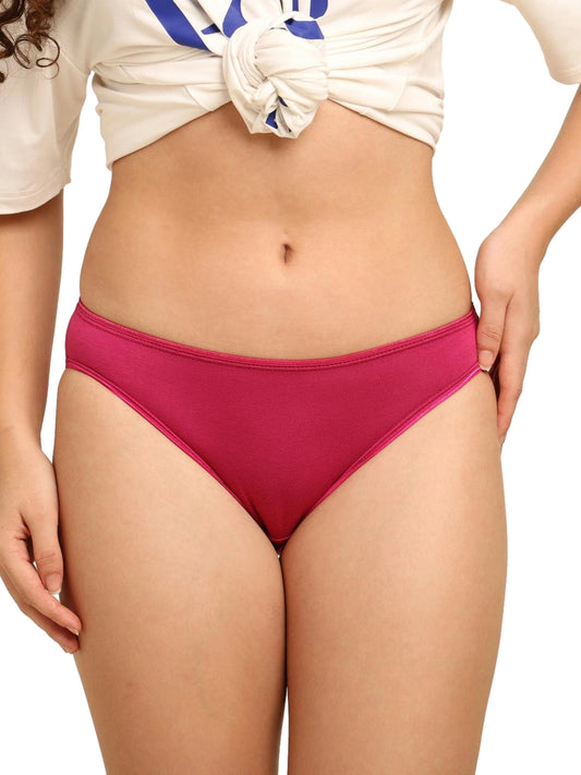 Bamboo Fabric Low Waist Underwear | Fuchsia and Black | Pack of 2