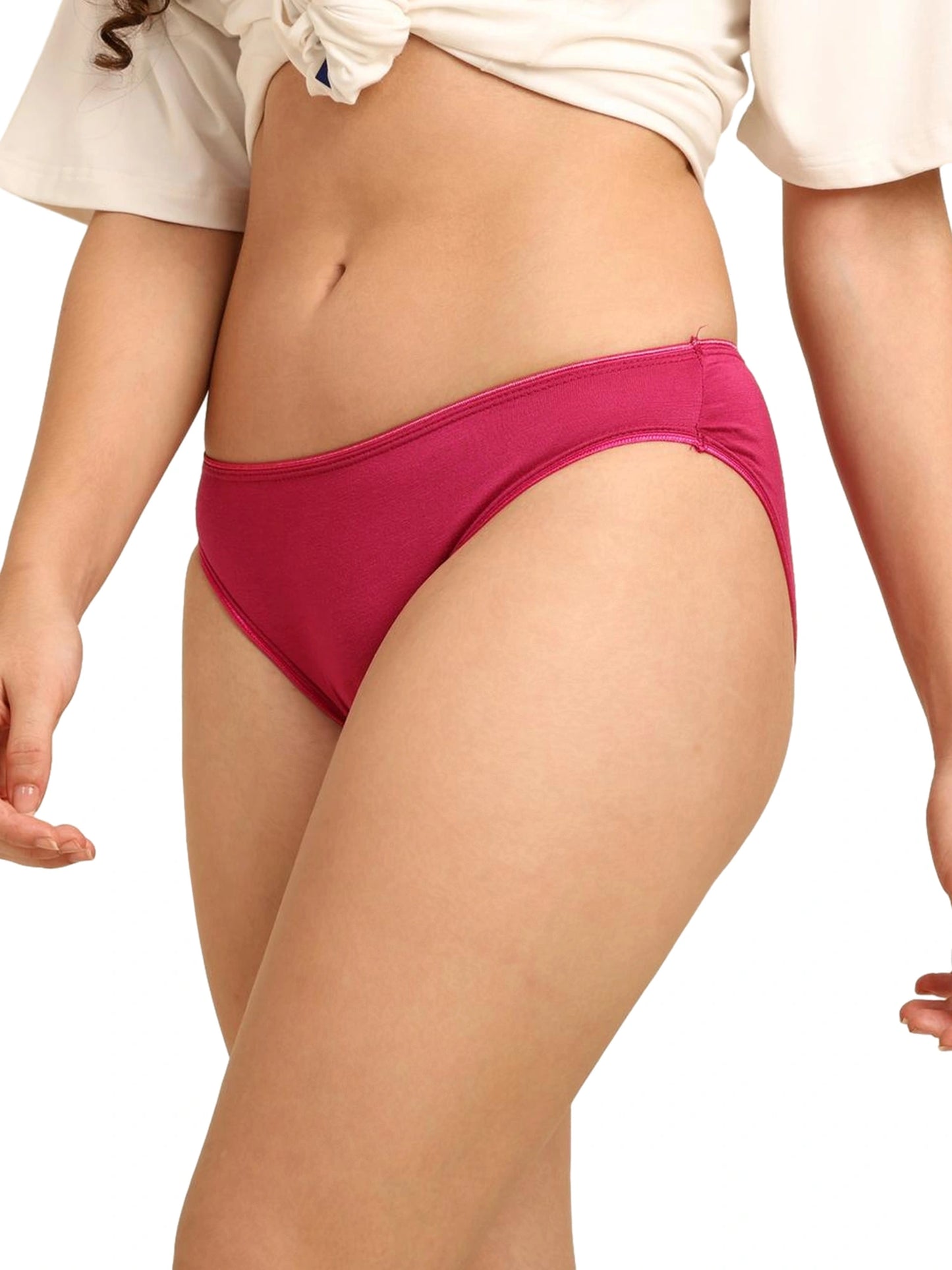 Bamboo Fabric Low Waist Underwear | Fuchsia and Black | Pack of 2