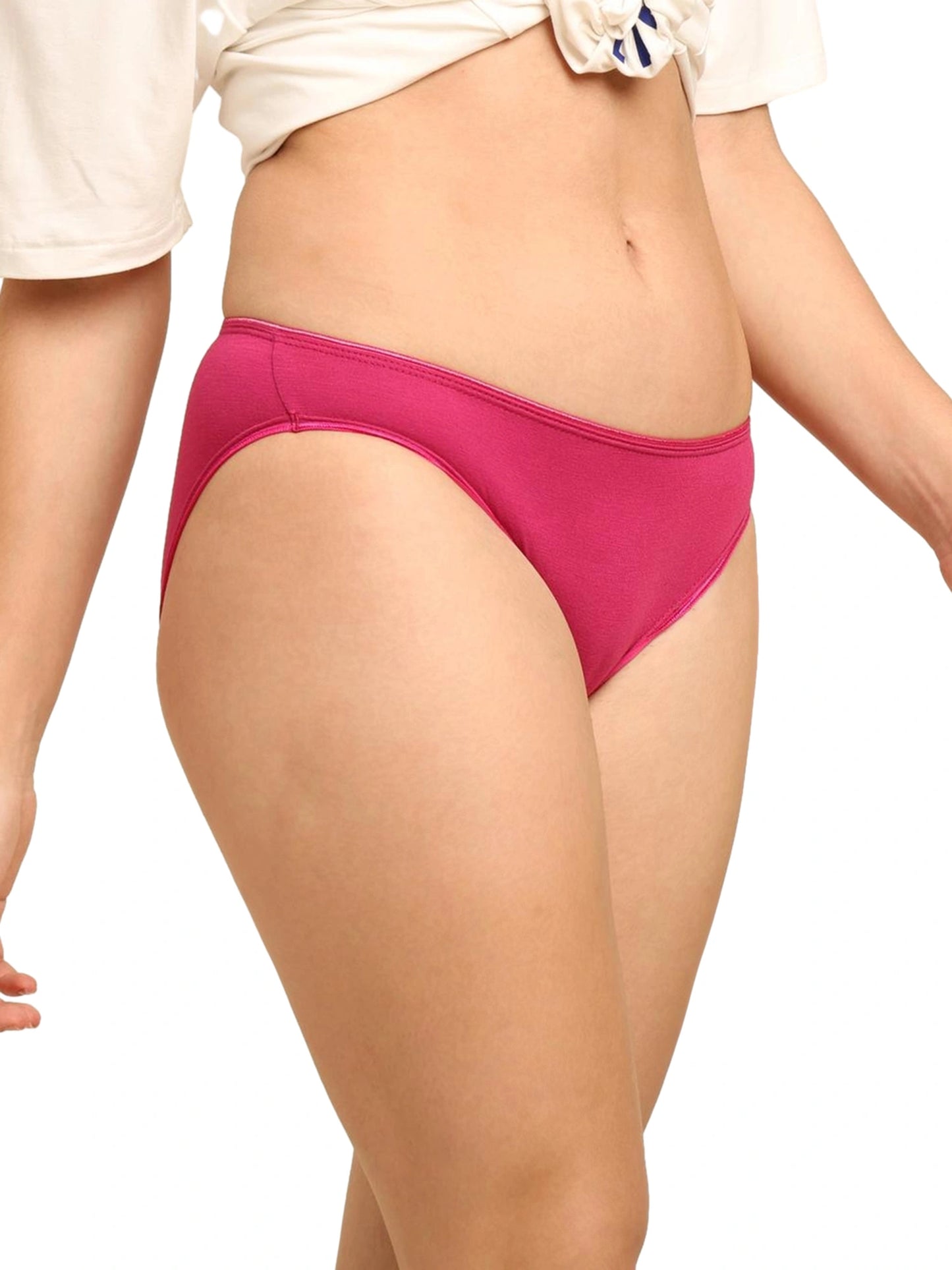 Bamboo Fabric Low Waist Underwear | Fuchsia and Black | Pack of 2