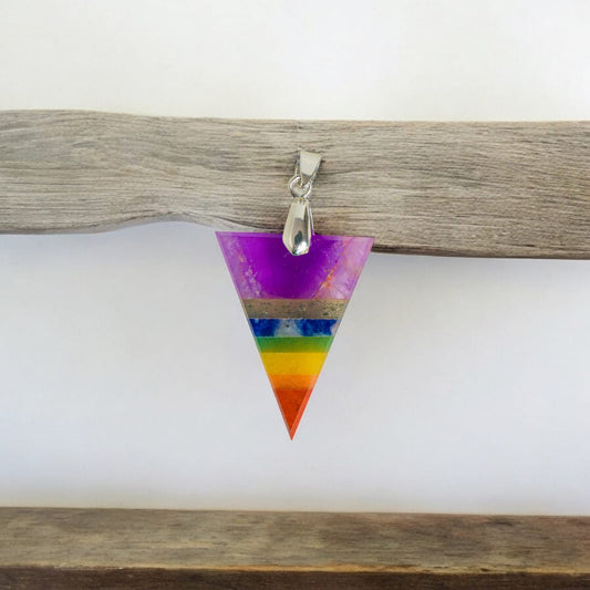 Balance Your Energy with the 7 Chakra Triangle Pendant – A Powerful, Geometric Gemstone Necklace for Healing and Alignment.