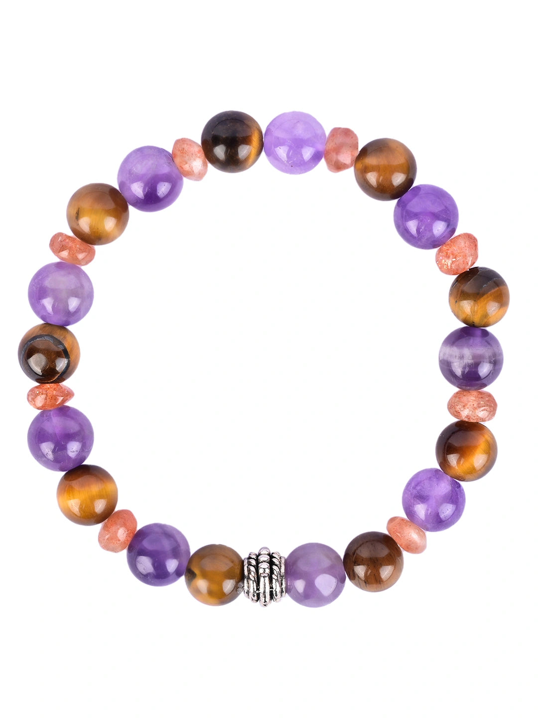 Amethyst, Tiger's Eye, and Sunstone Healing Bracelet for Calm, Confidence, and Vitality