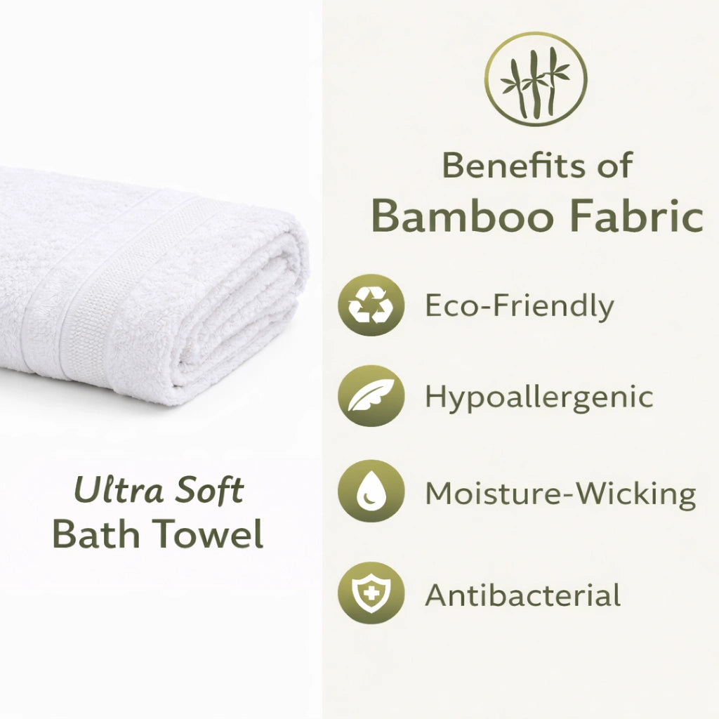Bamboo Bath Towel – Ultra Soft, Quick Dry & Eco-Friendly Luxury Care | White