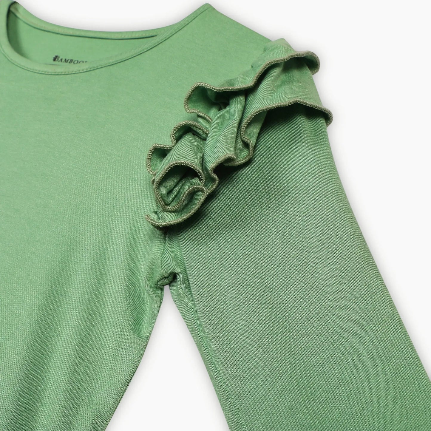 Bamboo Fabric Girl's Ruffled Shoulder Top | Anti-bacterial, Anti-viral Collection