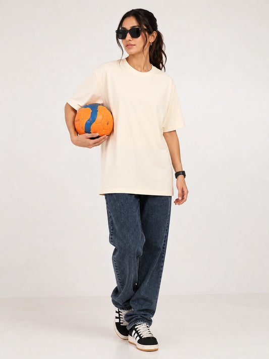 Cream Oversized T-Shirt for Women