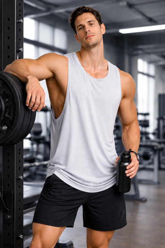 men bamboo gym vest gray (23), soft breathable sustainable