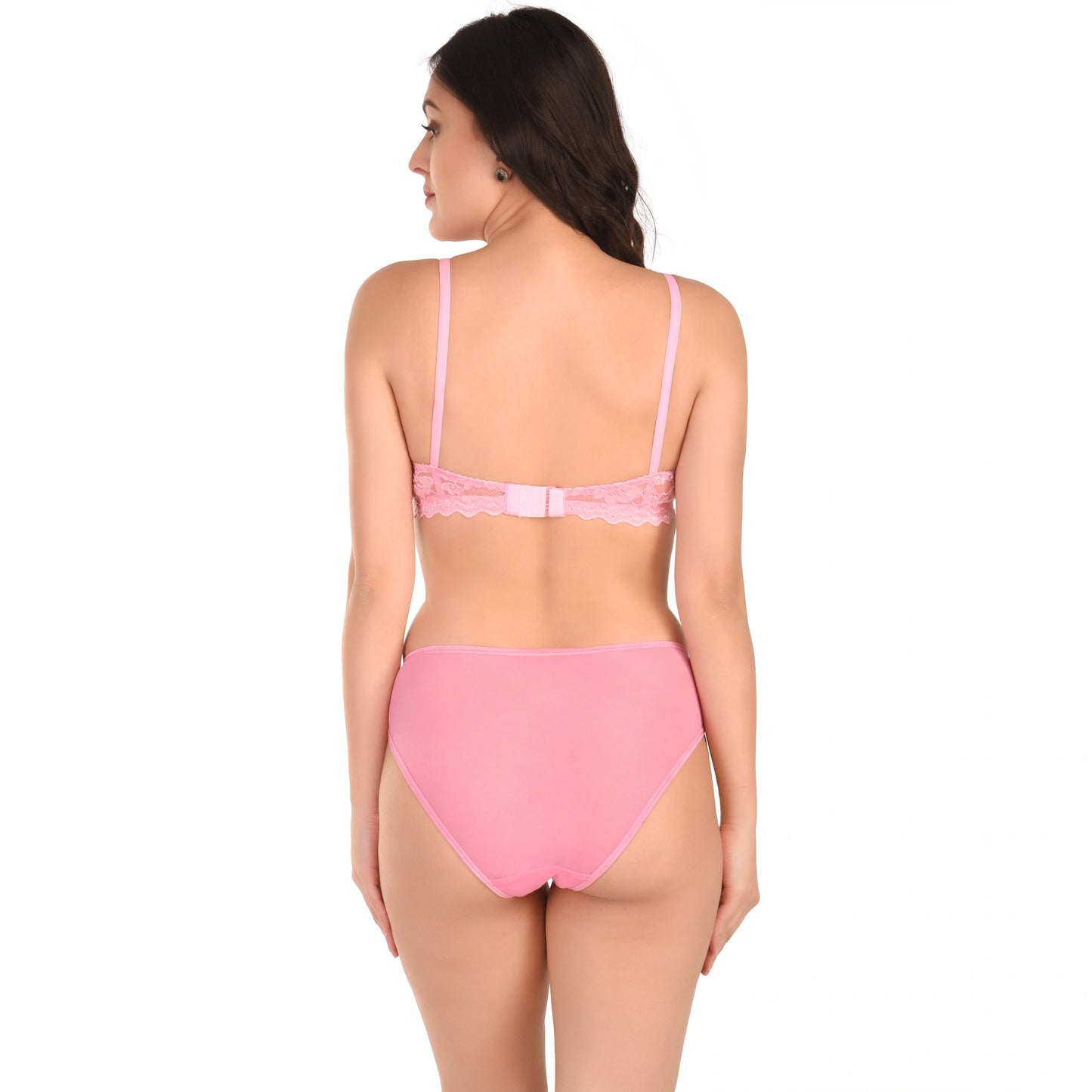 Lace Bra and Panty Lingerie Real Butterfly Set | Baby Pink