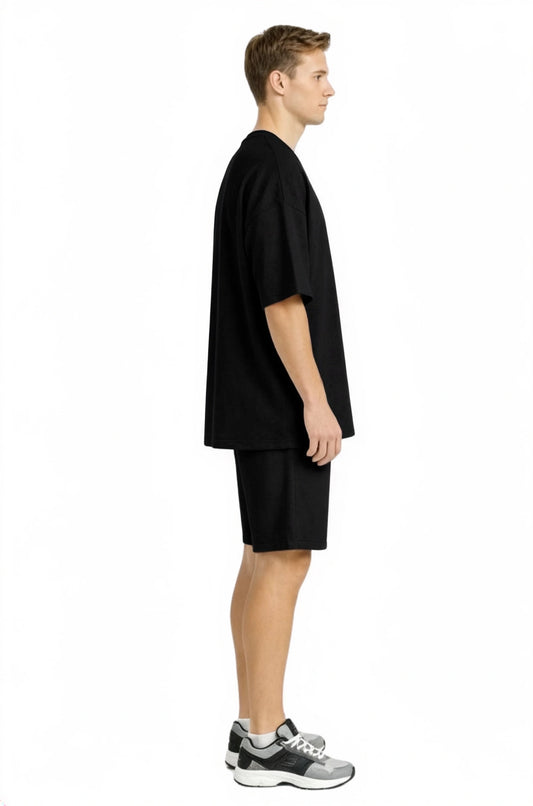Men’s Bamboo Loungewear Set – Oversize T‑shirt & Shorts Combo | Premium Relaxwear | Black