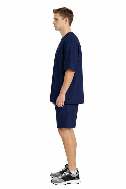 Men’s Bamboo Loungewear Set – Oversize T‑shirt & Shorts Combo | Premium Relaxwear | Navy