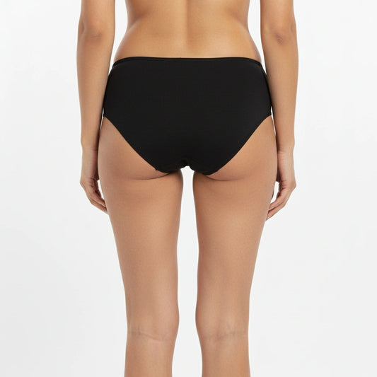 Bamboo Fabric Women's Mid Rise Panty | Red and Black | Pack of 2