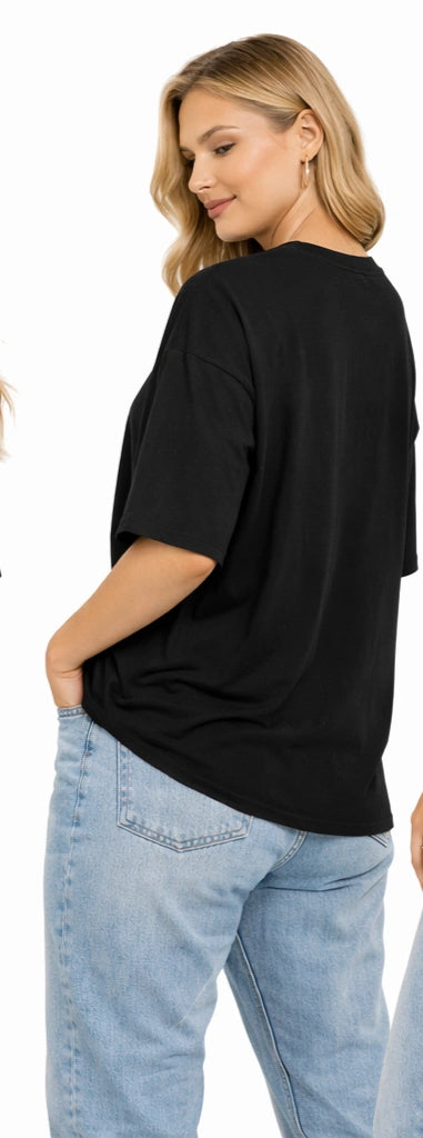 Bamboo Fabric Oversize Printed T-Shirt – Ultra Soft | Breathable | Sustainable Style | Black