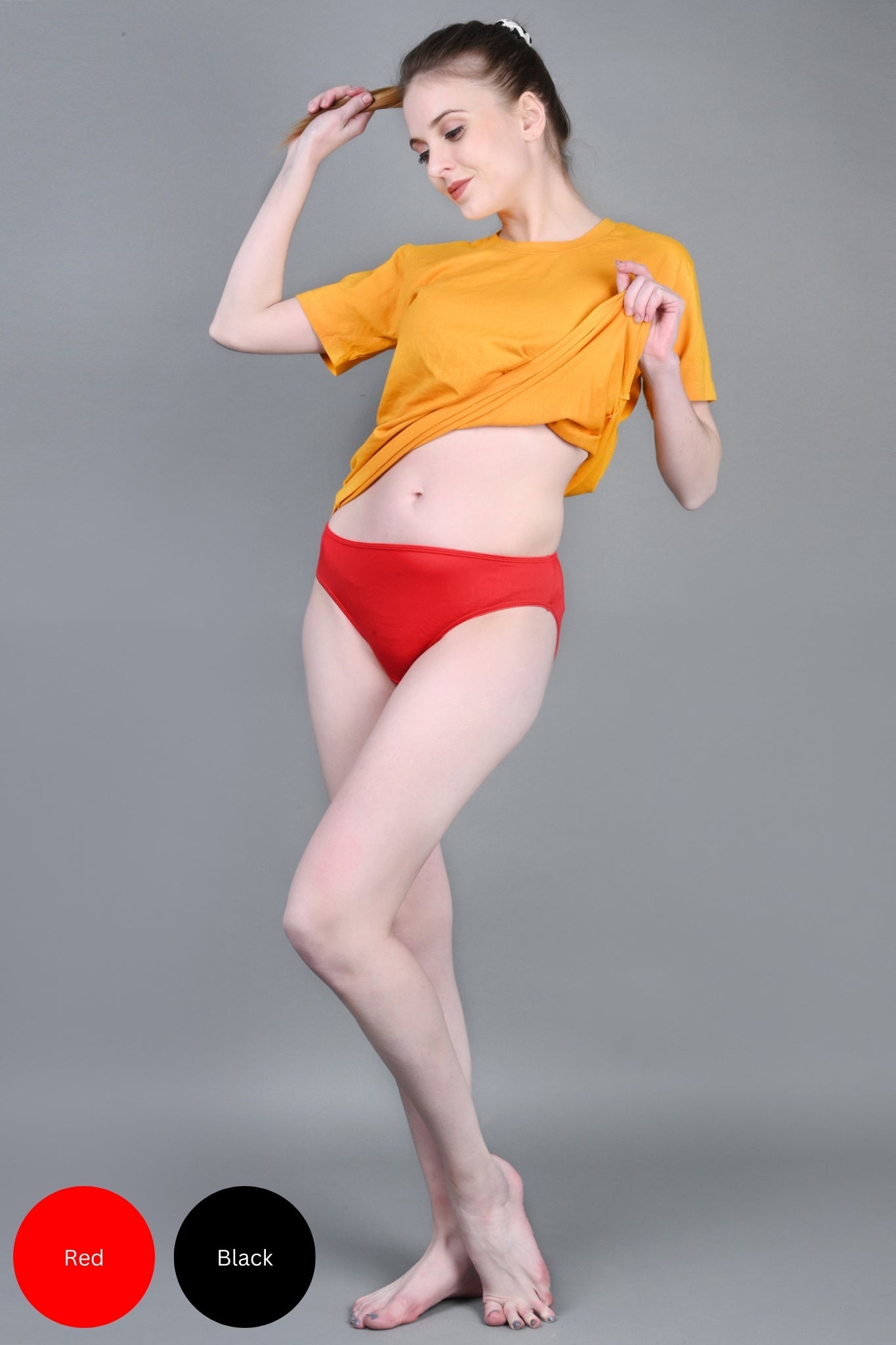 Bamboo Fabric Low Waist Underwear | Red and Black | Pack of 2