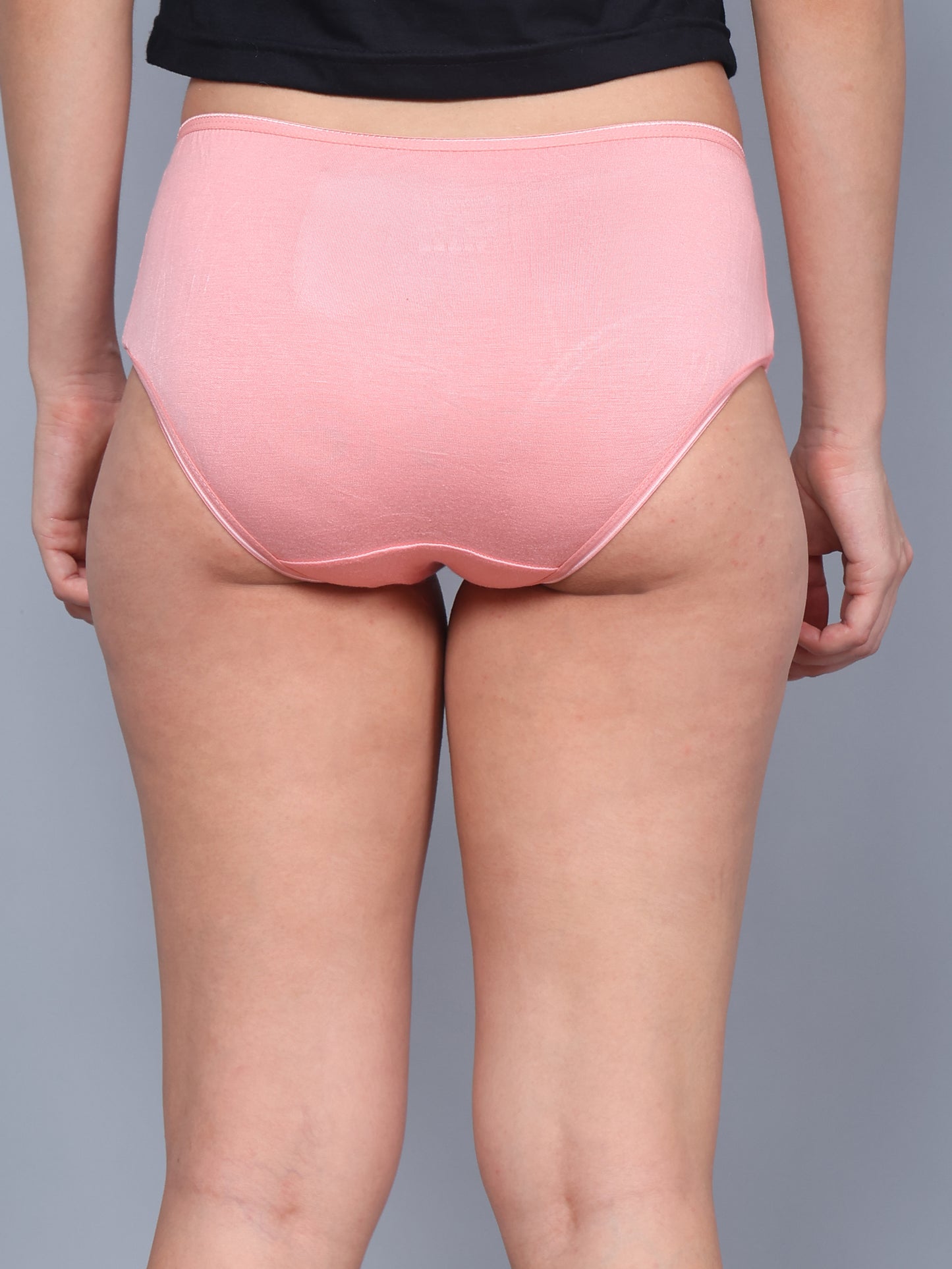 Bamboo Fabric Women's Mid Rise Panty | Peach and White | Pack of 2