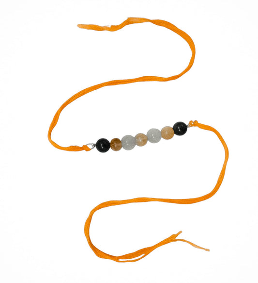 Handmade Sustainable Healing Beads Rakhi | Sunstone, Citrine, Light & Dark Aventurine