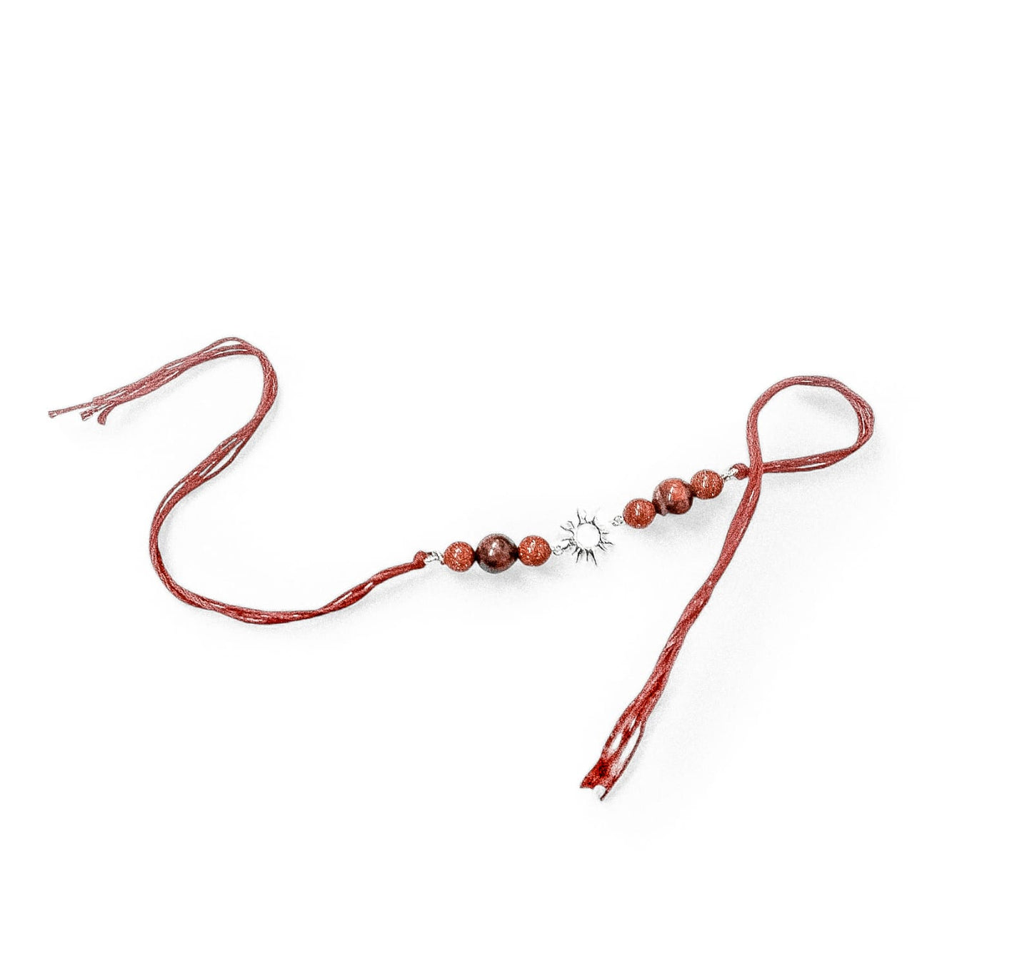 Handmade Sustainable Healing Beads Rakhi | Sunstone & Red Tiger Eye | Sun Charm