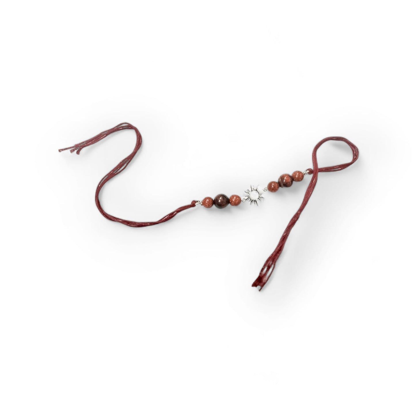Handmade Sustainable Healing Beads Rakhi | Sunstone & Red Tiger Eye | Sun Charm