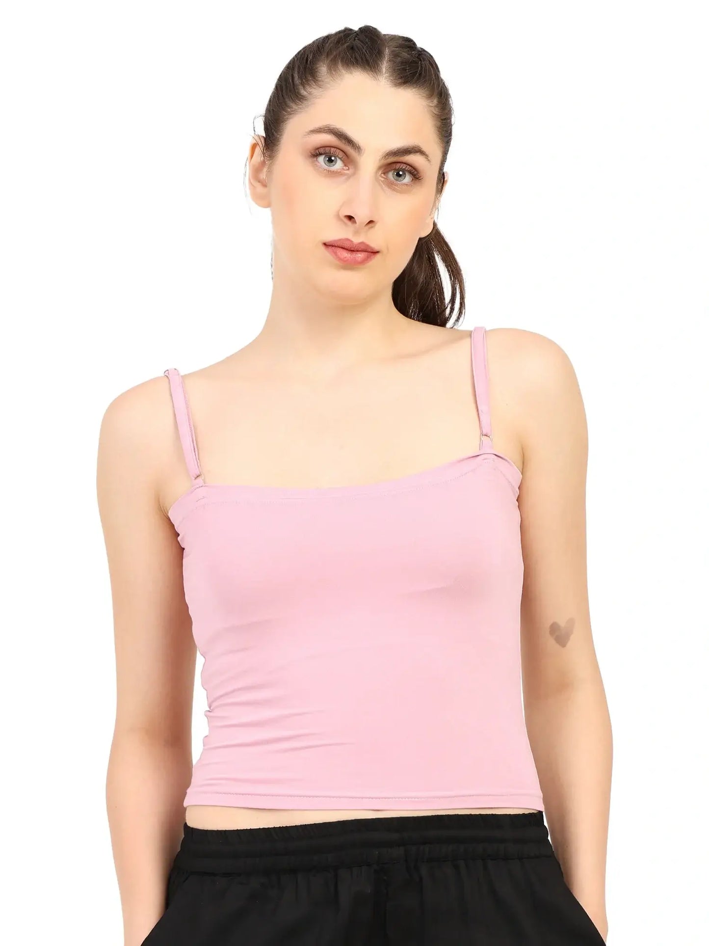 Gen Z bamboo tube top for women in soft pink, perfect for casual layering and stylish outfits.