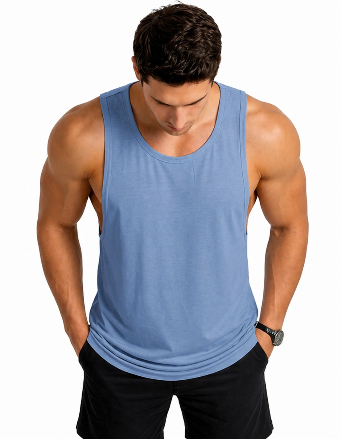 Bamboo Fabric Gen Z Gym Vest for Men | Sea Blue