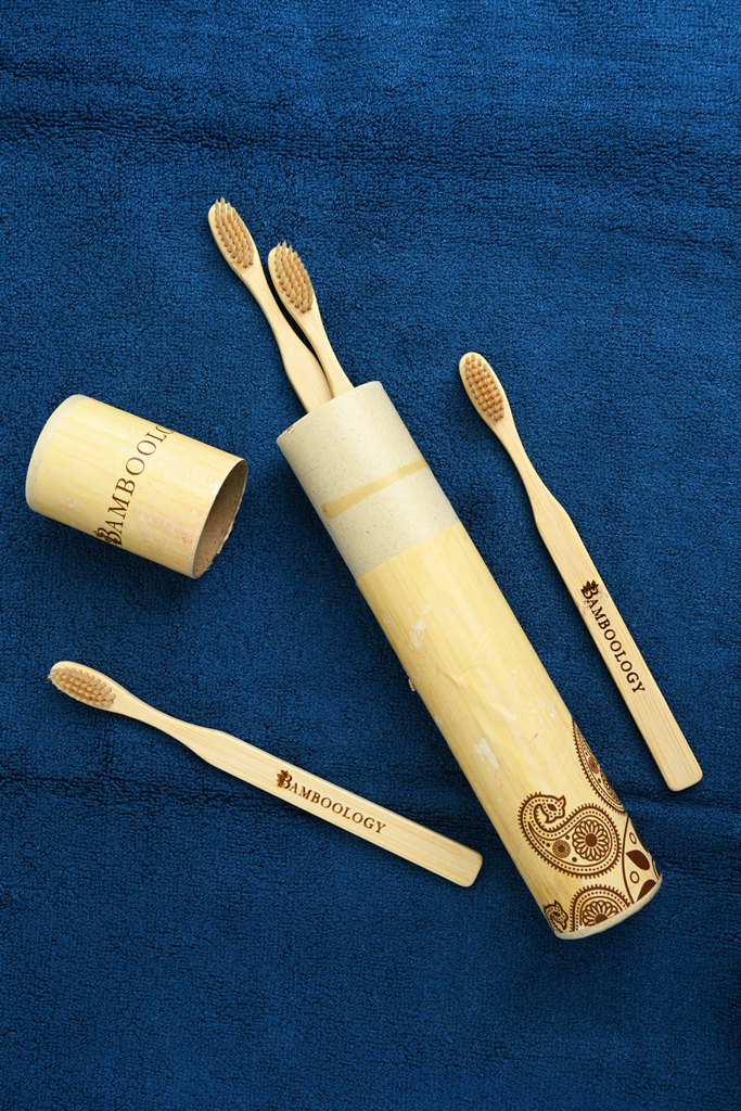 Bamboo Toothbrush With Plant Based Bristles Pack of 4