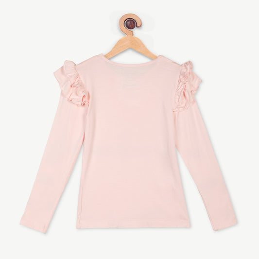 Bamboo Fabric Girl's Ruffled Shoulder Top | Anti-bacterial, Anti-viral Collection