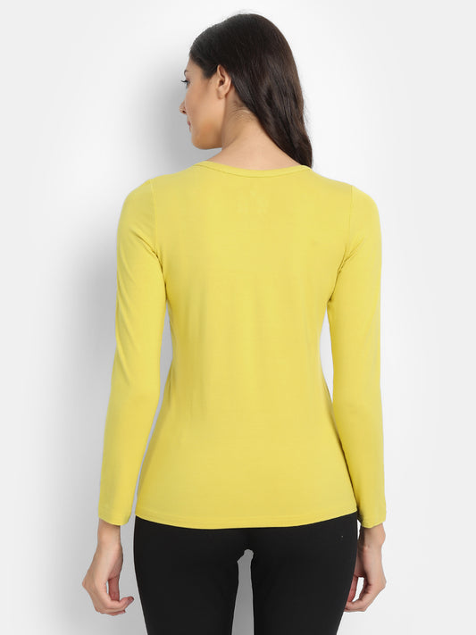 Bamboo Fabric Women's Full Sleeves T-Shirt | Yellow