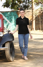 Load image into Gallery viewer, Women&#39;s Bamboo Black  Polo Shirt
