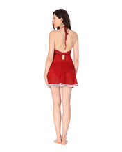 Load image into Gallery viewer, Red Back less Lace Net Glamorous Doll nighty Set for women

