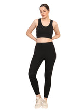 Load image into Gallery viewer, Women&#39;s Black Seamless Removable Padded Sports Bra and High-Waist Leggings Set – Comfortable Activewear for Yoga, Gym, and Everyday Wear
