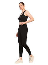 Load image into Gallery viewer, Women&#39;s Black Seamless Removable Padded Sports Bra and High-Waist Leggings Set – Comfortable Activewear for Yoga, Gym, and Everyday Wear
