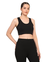 Load image into Gallery viewer, Women&#39;s Black Seamless Removable Padded Sports Bra and High-Waist Leggings Set – Comfortable Activewear for Yoga, Gym, and Everyday Wear
