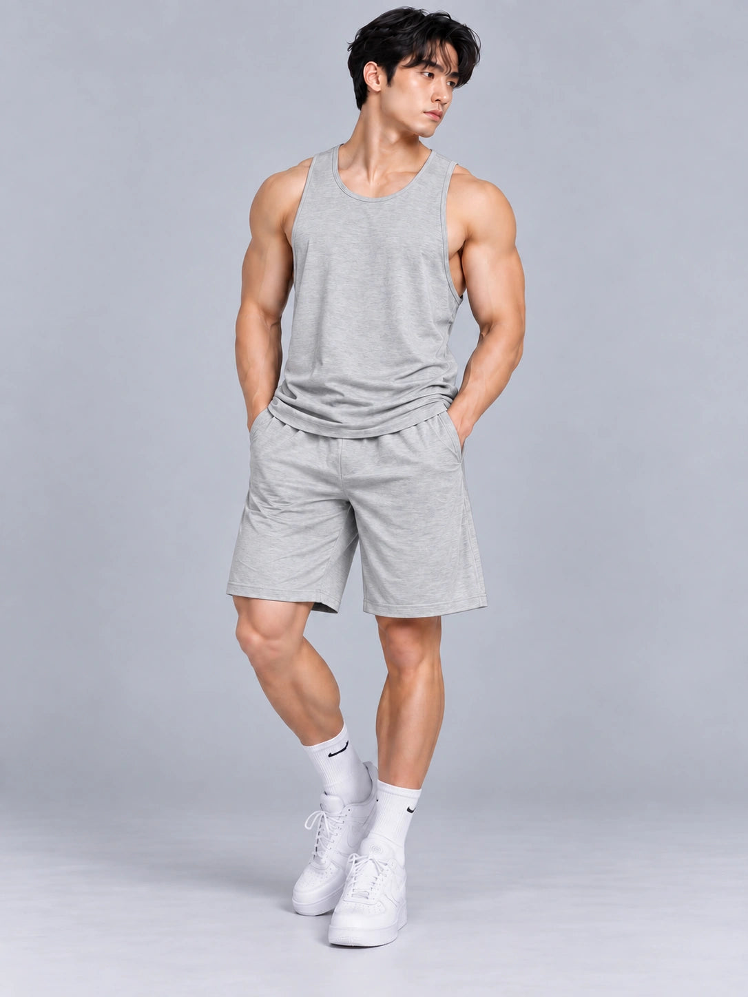 Men's Bamboo Fiber Tank & Shorts Set – Ultra-Soft Breathable Activewear