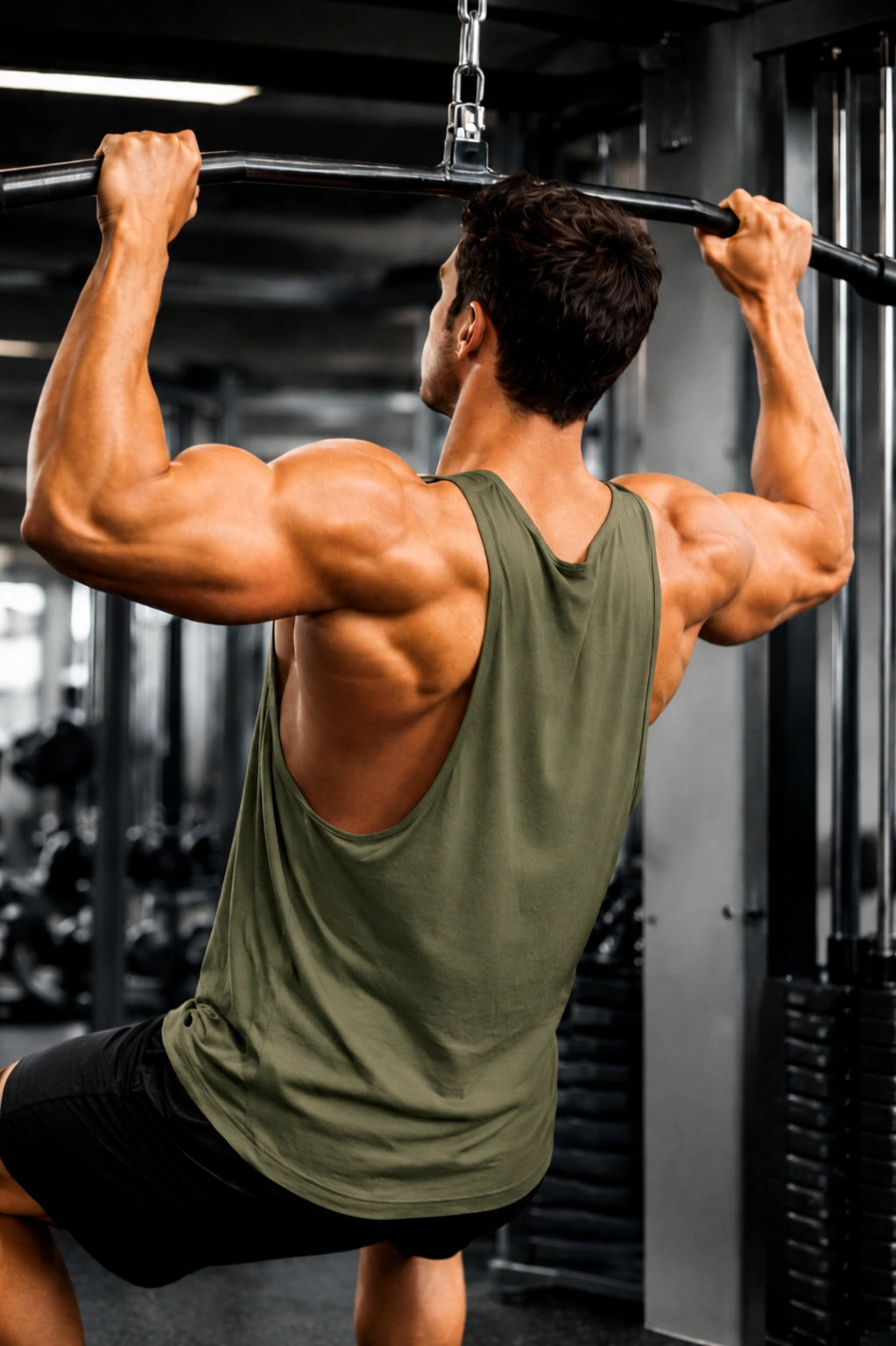 Olive Bamboo Fabric Gen Z Oversize Gym workout Vest for Men