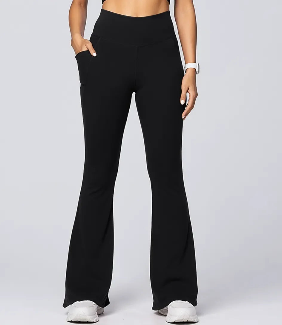 Women’s Cotton Bell-Bottom Yoga Pants | High-Waist Flared Gym & Workout Trousers