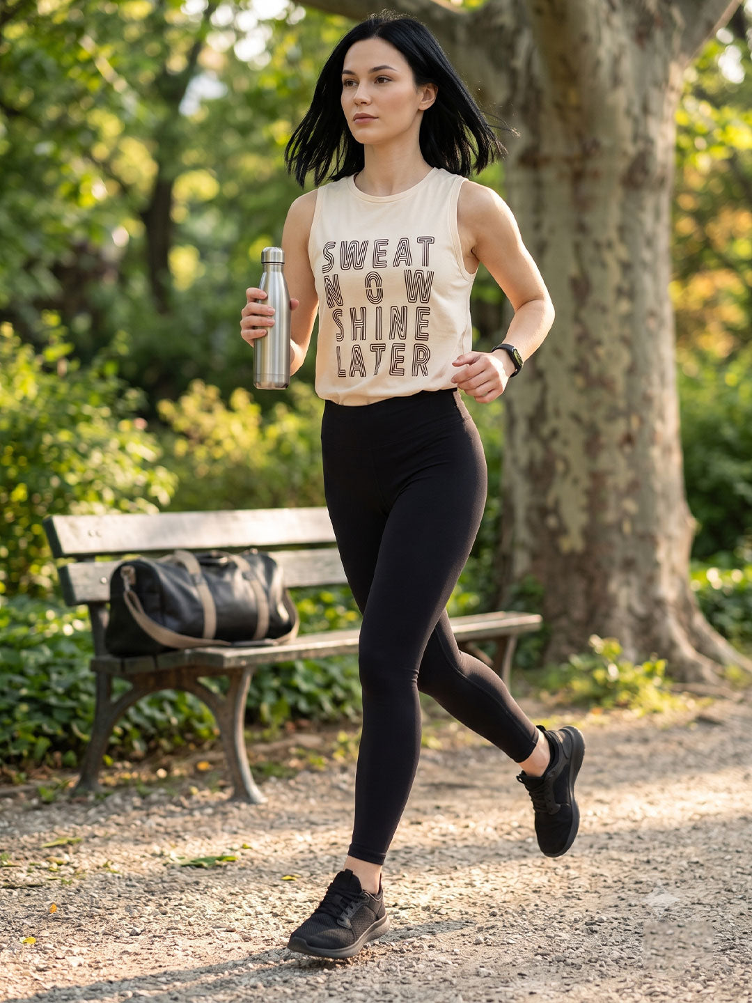 Women’s Bamboo Cream chest print Gym & Yoga Vest | Breathable, Moisture-Wicking, Anti-Odour Workout Tank Top