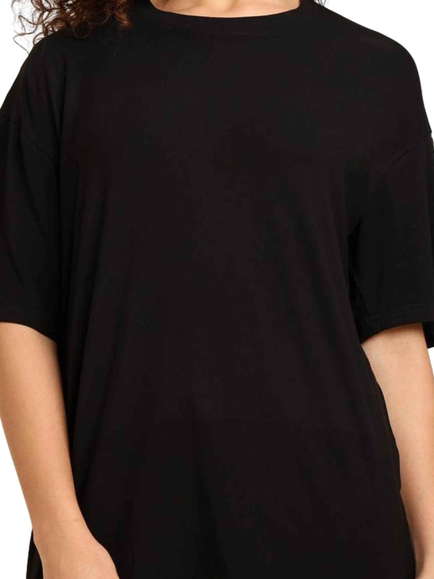 Women Black Oversized Bamboo Plain T-Shirt – Soft, Breathable & Sustainable | Black