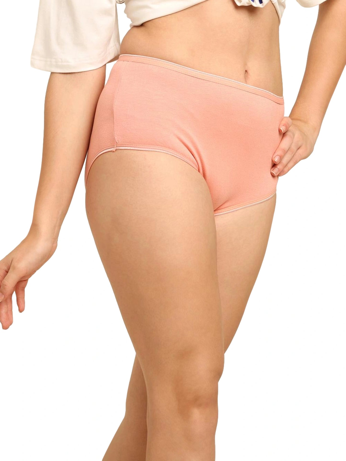 Bamboo Fabric Women's Hipster Panty | Peach and Black | Set of 2