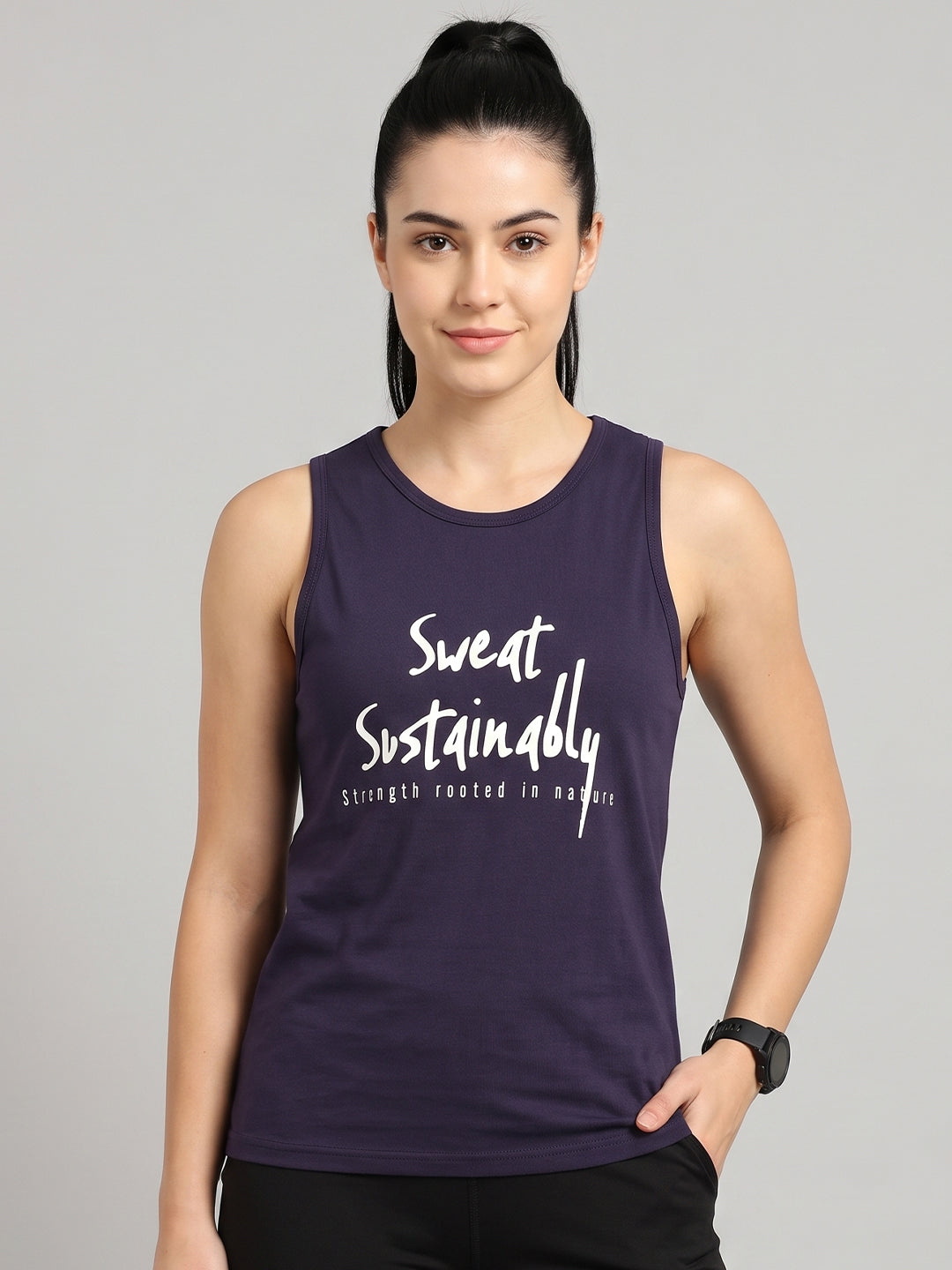 Women’s Bamboo Navy Gym & Yoga Vest | Breathable, Moisture-Wicking, Anti-Odour Workout Tank Top