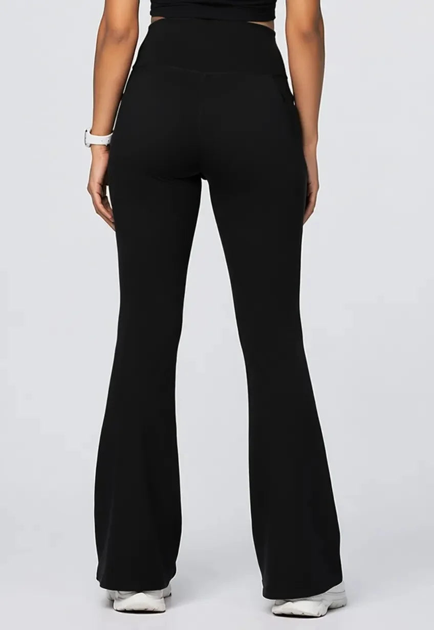 Women’s Cotton Bell-Bottom Yoga Pants | High-Waist Flared Gym & Workout Trousers