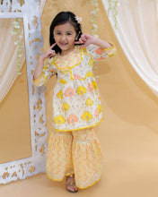 Load image into Gallery viewer, Kid’s Girls Pure Cotton Jaipur Block Printed Indian Ethnic Festive Party Wear Suit Sets | Yellow
