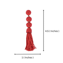 Load image into Gallery viewer, Elegant Red Beaded Tassel Earrings - Statement Jewellery
