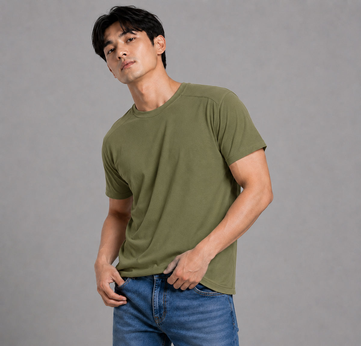 Olive Men’s Regular Fit Bamboo T-Shirt | Smart, Breathable & All-Day Comfort