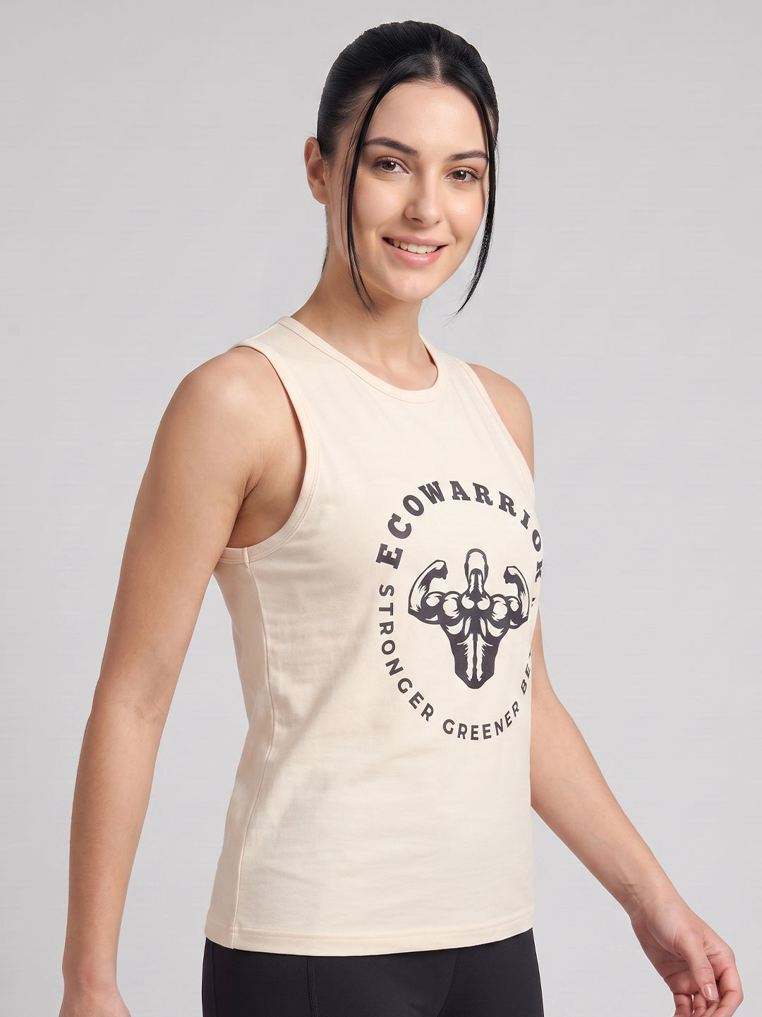 Women’s Bamboo Cream Gym & Yoga Vest | Breathable, Moisture-Wicking, Anti-Odour Workout Tank Top