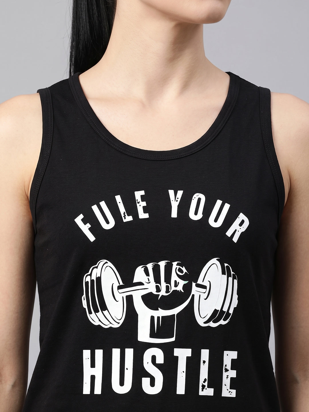 Women’s Bamboo Gym & Yoga Vest Hustle Black | Breathable, Moisture-Wicking, Anti-Odour Workout Tank Top