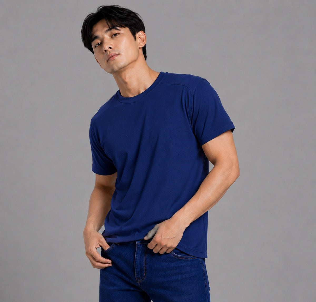 Blue Men’s Regular Fit Bamboo T-Shirt | Smart, Breathable & All-Day Comfort