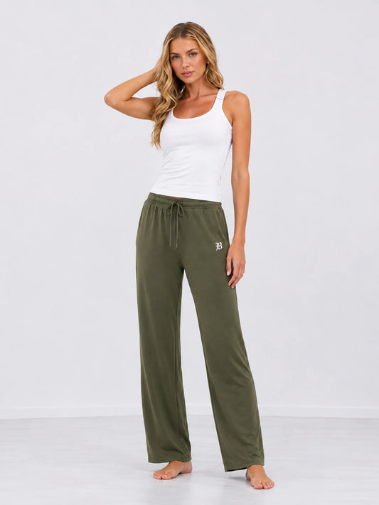 Women Bamboo Fabric Olive Night Lower | Ultra Soft Breathable Lounge & Sleep Bottom Comfortable Nightwear Pants