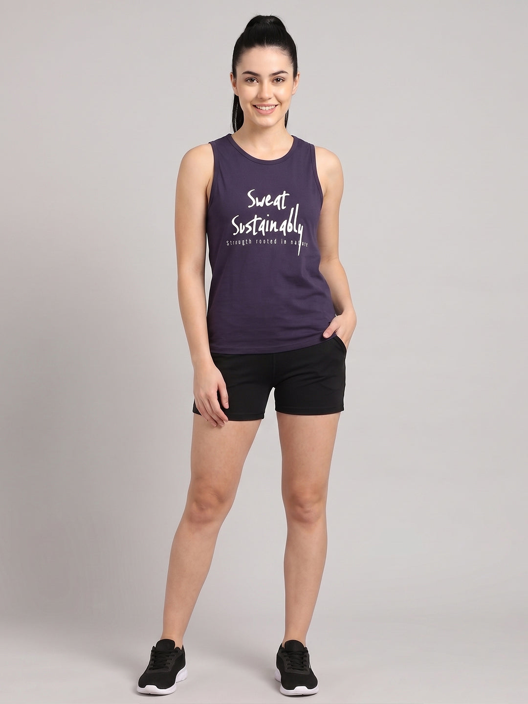 Women’s Bamboo Navy Gym & Yoga Vest | Breathable, Moisture-Wicking, Anti-Odour Workout Tank Top