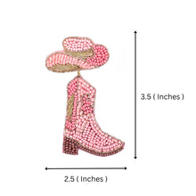 Load image into Gallery viewer, Pink Beaded Cowboy Boot and Hat Statement Earrings
