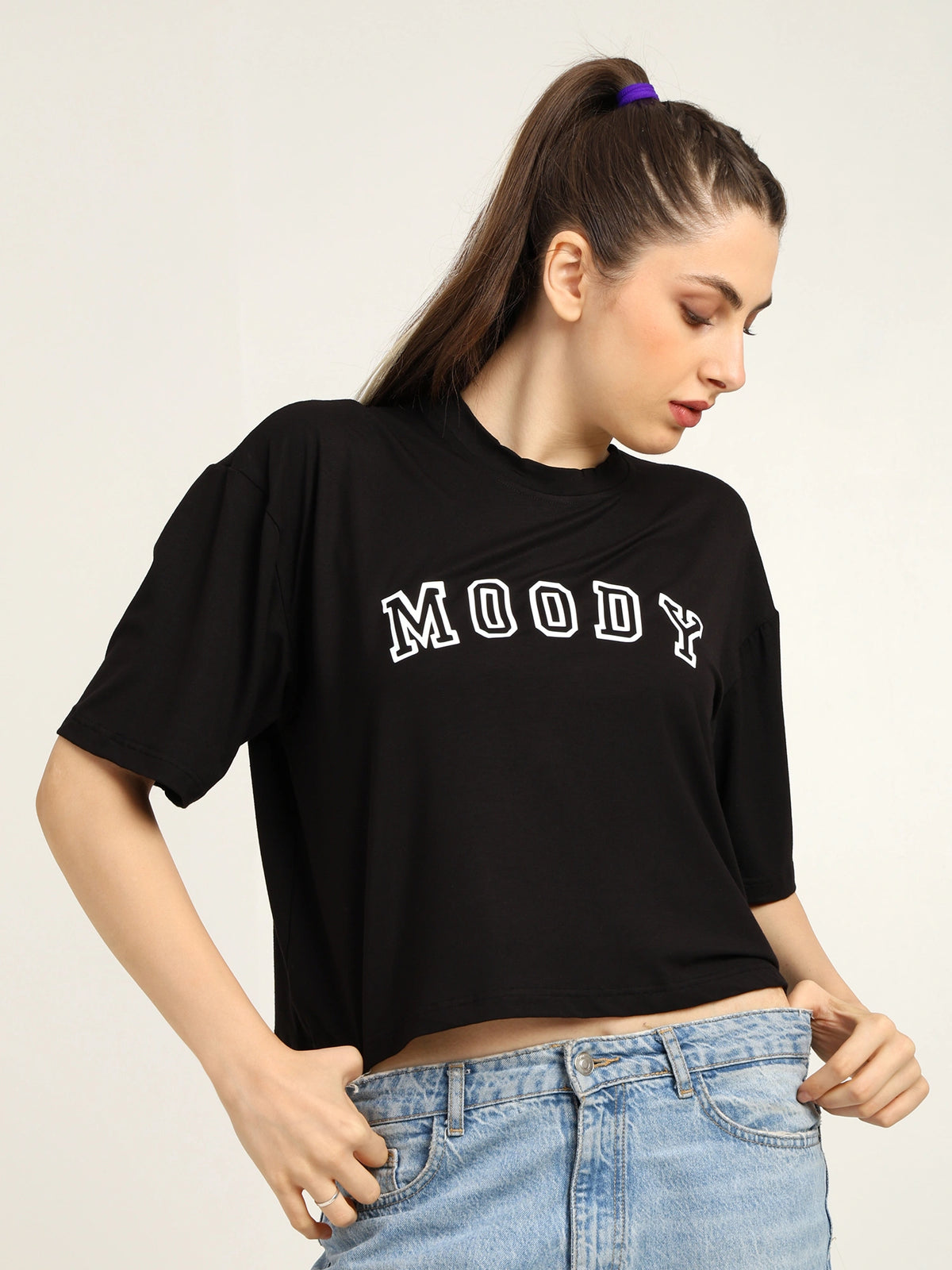 Bamboo Fabric Gen Z Women Oversize Crop T-Shirt