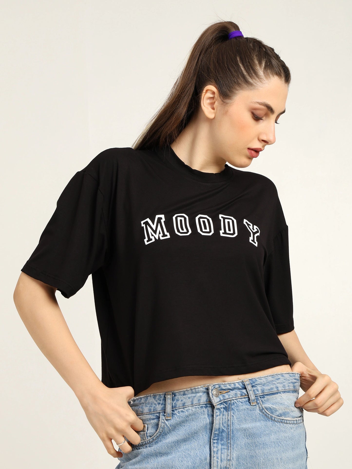 Bamboo Fabric Gen Z Women Oversize Crop T-Shirt