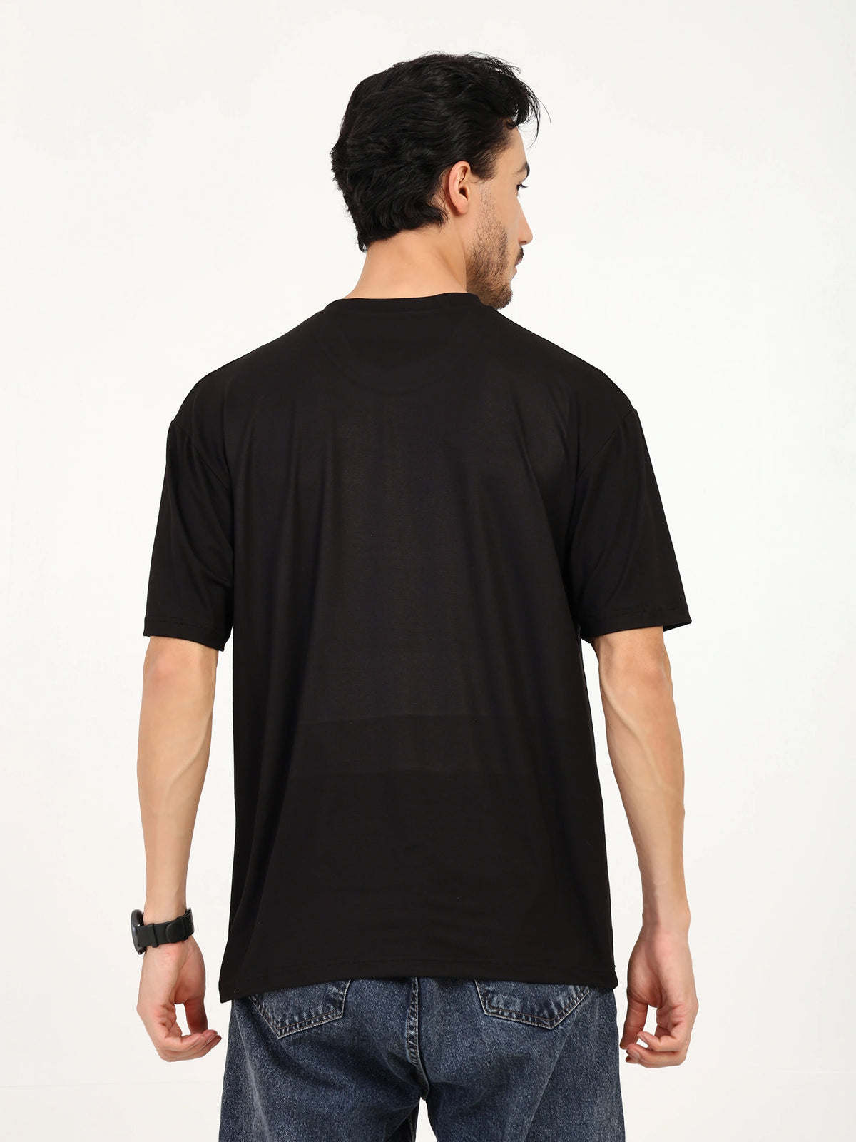 Men Black Oversized Plain Bamboo T-Shirt – Soft, Breathable & Sustainable | Black